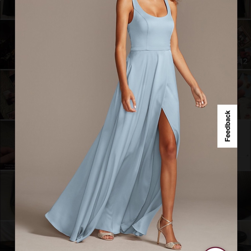NEW David’s Bridal Sz 22 Dusty Blue Crepe-Back Satin Scoop Tank